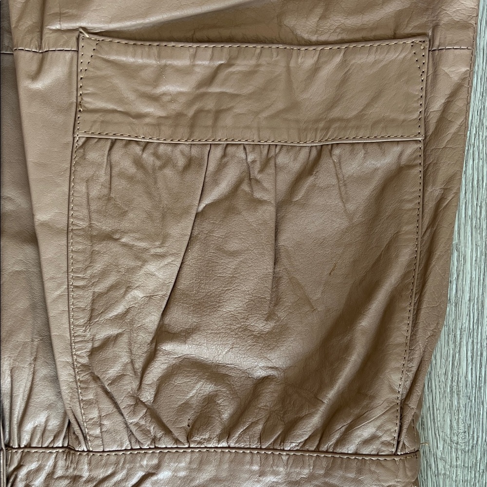 OVERSIZED LEATHER JACKET 70s GEORGEE SPORT Taupe Long bomber luxury VINTAGE - Picture 6 of 14